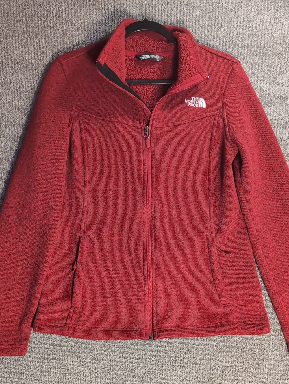 The North Face Maggy Sweater Fleece Jacket Size Medium Red Heather